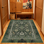 LIVARA 160/200cm Vintage Palace Loop-Pile Rug - Upgraded Non-Slip Eco Cotton-Latex Backing - Waterproof Soft & Durable Stain-Resistant - Green