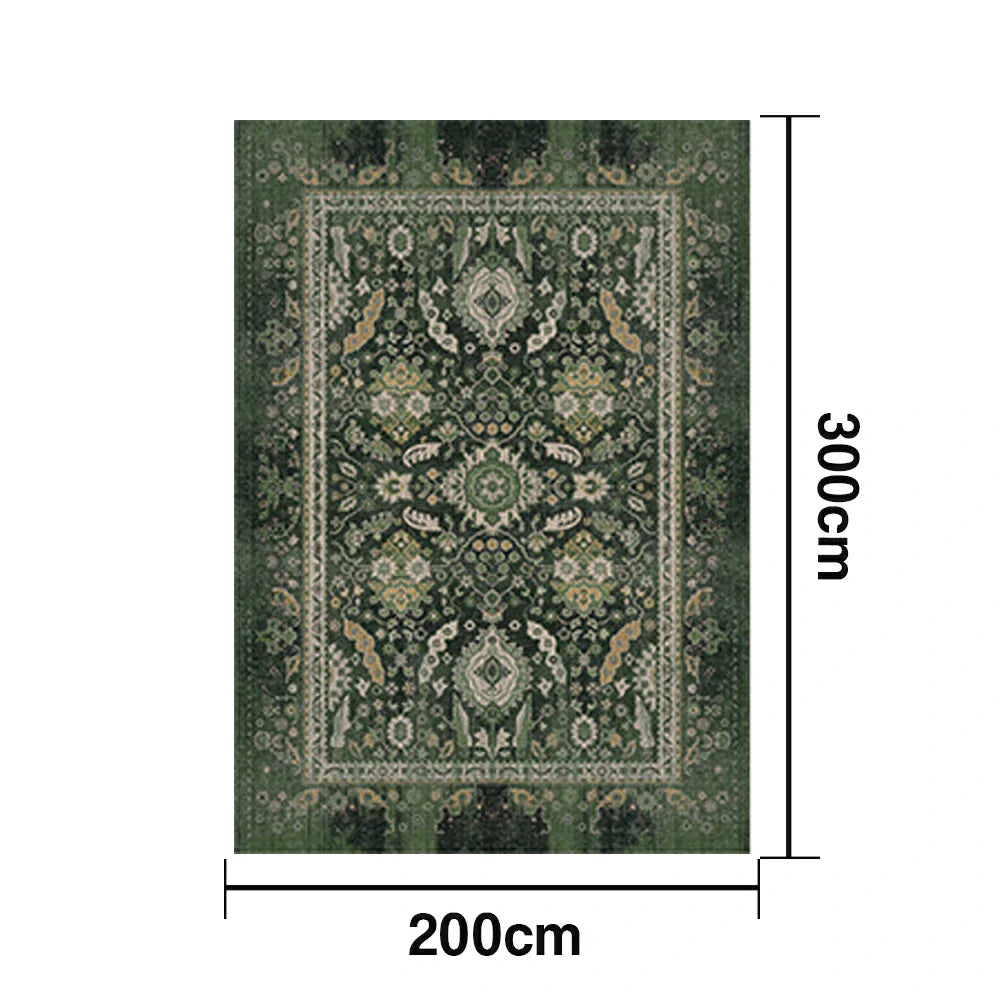 LIVARA 160/200cm Vintage Palace Loop-Pile Rug - Upgraded Non-Slip Eco Cotton-Latex Backing - Waterproof Soft & Durable Stain-Resistant - Green
