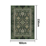 LIVARA 160/200cm Vintage Palace Loop-Pile Rug - Upgraded Non-Slip Eco Cotton-Latex Backing - Waterproof Soft & Durable Stain-Resistant - Green