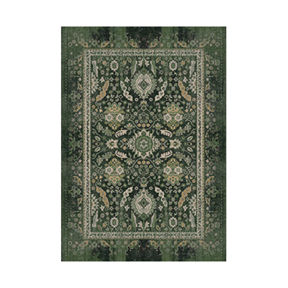 LIVARA 160/200cm Vintage Palace Loop-Pile Rug - Upgraded Non-Slip Eco Cotton-Latex Backing - Waterproof Soft & Durable Stain-Resistant - Green