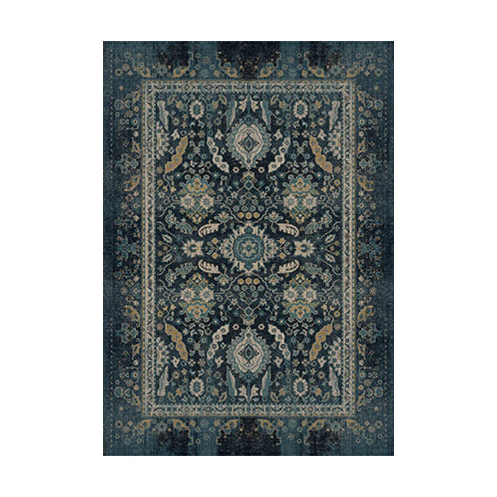LIVARA 160/200cm Vintage Palace Loop-Pile Rug - Upgraded Non-Slip Eco Cotton-Latex Backing - Waterproof Stain-Resistant Soft & Durable - Blue