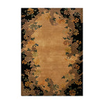 LIVARA 160/200cm Vintage Floral Border Loop-Pile Rug - Upgraded Non-Slip Eco Cotton-Latex Backing - Waterproof Soft & Durable Stain-Resistant - Brown Black