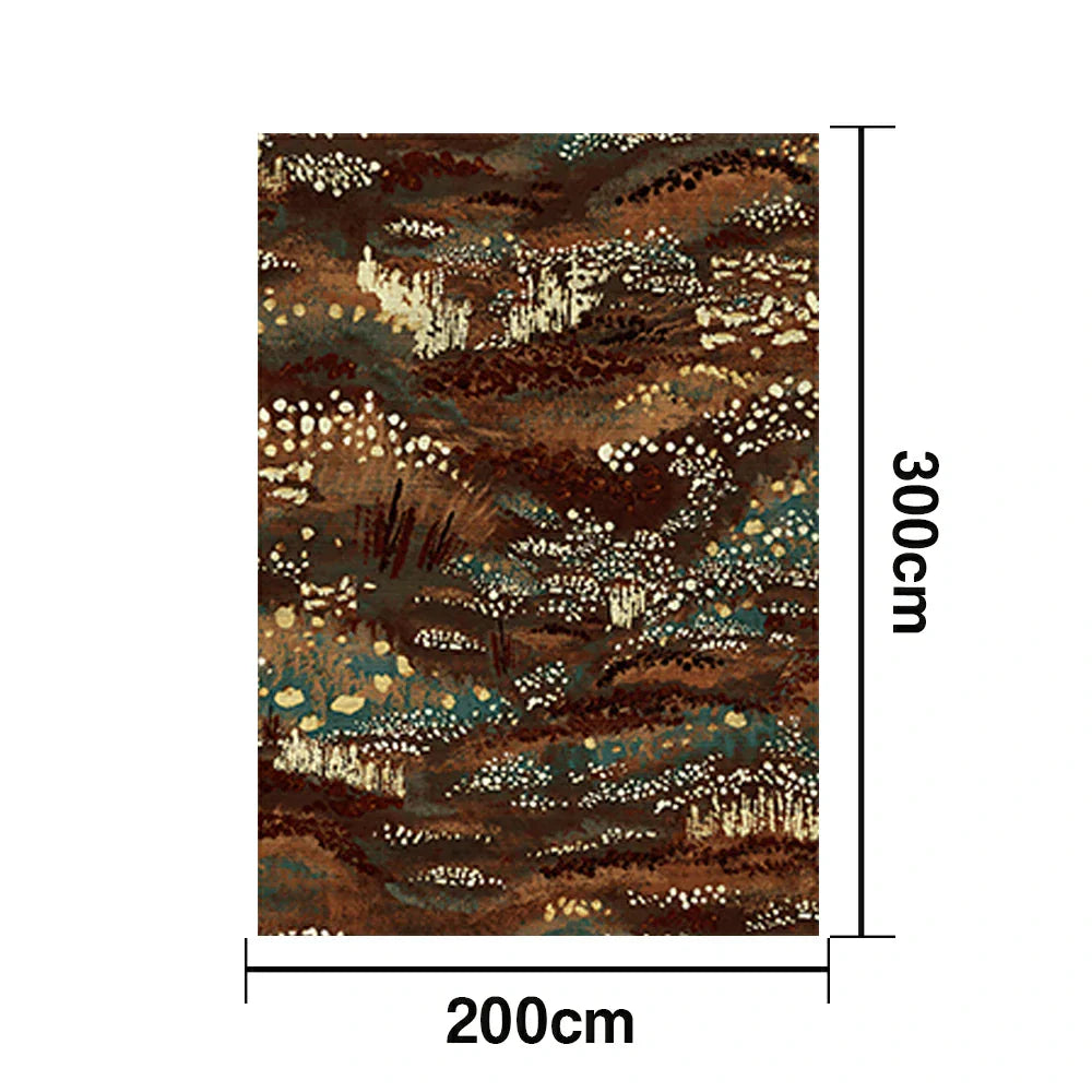 LIVARA 160/200cm Abstract Art Loop-Pile Rug - Upgraded Non-Slip Eco Cotton-Latex Backing - Waterproof Stain-Resistant Soft & Durable - Brown Teal