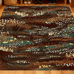 LIVARA 160/200cm Abstract Art Loop-Pile Rug - Upgraded Non-Slip Eco Cotton-Latex Backing - Waterproof Stain-Resistant Soft & Durable - Brown Teal