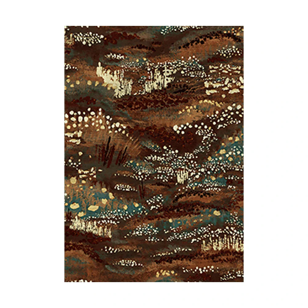 LIVARA 160/200cm Abstract Art Loop-Pile Rug - Upgraded Non-Slip Eco Cotton-Latex Backing - Waterproof Stain-Resistant Soft & Durable - Brown Teal