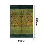 LIVARA 160/200cm Tree-of-Life Gabbeh Loop-Pile Rug - Upgraded Non-Slip Eco Cotton-Latex Backing - Waterproof, Stain-Resistant, Soft & Durable - Green
