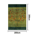 LIVARA 160/200cm Tree-of-Life Gabbeh Loop-Pile Rug - Upgraded Non-Slip Eco Cotton-Latex Backing - Waterproof, Stain-Resistant, Soft & Durable - Green