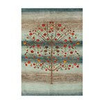 LIVARA 160/200cm Tree-of-Life Gabbeh Loop-Pile Rug - Upgraded Non-Slip Eco Cotton-Latex Backing - Waterproof, Stain-Resistant, Soft & Durable - Blue