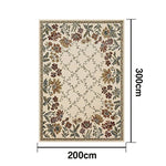 LIVARA 160/200cm Vintage Floral Border Loop-Pile Rug - Upgraded Non-Slip Eco Cotton-Latex Backing - Waterproof, Stain-Resistant, Soft & Durable - Beige