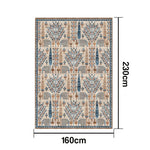 LIVARA 160/200cm Gabbeh Tree-Pattern Loop-Pile Rug - Upgraded Non-Slip Eco Cotton-Latex Backing - Waterproof Stain-Resistant Soft & Durable - Beige Blue
