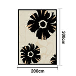 LIVARA 160/200cm Modern Floral Loop-Pile Rug - Upgraded Non-Slip Eco Cotton-Latex Backing - Waterproof Stain-Resistant Soft & Durable - Black Beige