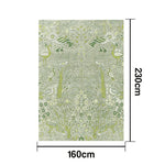 LIVARA 160/200cm Forest Bird Pattern Loop-Pile Rug - Upgraded Non-Slip Eco Cotton-Latex Backing - Waterproof Stain-Resistant Soft & Durable - Light Green