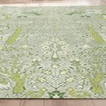 LIVARA 160/200cm Forest Bird Pattern Loop-Pile Rug - Upgraded Non-Slip Eco Cotton-Latex Backing - Waterproof Stain-Resistant Soft & Durable - Light Green