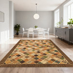 LIVARA 160/200cm Patchwork Multi-Color Loop-Pile Rug - Upgraded Non-Slip Eco Cotton-Latex Backing - Waterproof Stain-Resistant Soft & Durable - Multi-Color