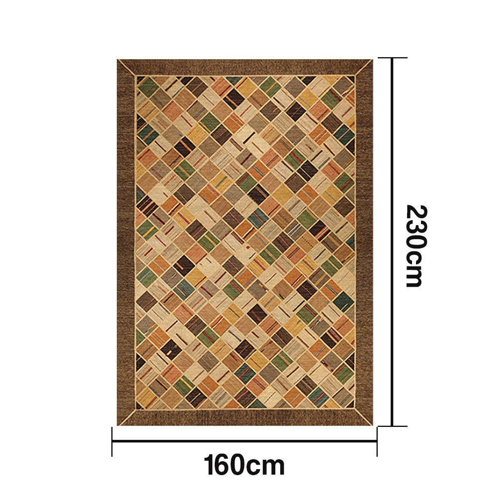 LIVARA 160/200cm Patchwork Multi-Color Loop-Pile Rug - Upgraded Non-Slip Eco Cotton-Latex Backing - Waterproof Stain-Resistant Soft & Durable - Multi-Color