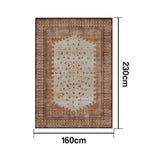 LIVARA 160/200cm Gabbeh Vintage Loop-Pile Rug - Non-Slip Eco Cotton-Latex Backing - Waterproof Soft & Durable Stain-Resistant - Brown Multi-Color