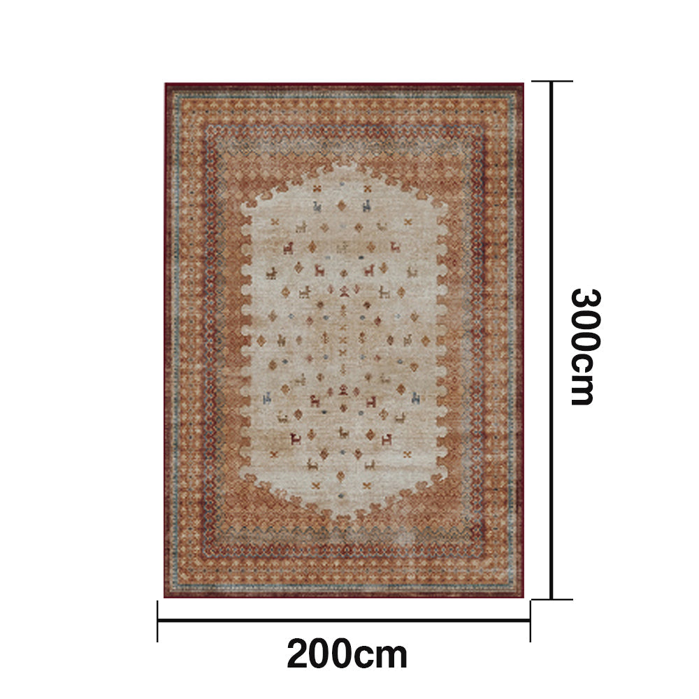 LIVARA 160/200cm Gabbeh Vintage Loop-Pile Rug - Non-Slip Eco Cotton-Latex Backing - Waterproof Soft & Durable Stain-Resistant - Brown Multi-Color