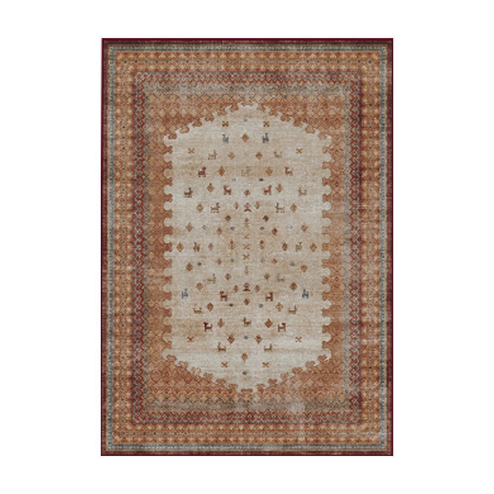LIVARA 160/200cm Gabbeh Vintage Loop-Pile Rug - Non-Slip Eco Cotton-Latex Backing - Waterproof Soft & Durable Stain-Resistant - Brown Multi-Color
