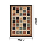 LIVARA 160/200cm Gabbeh Checkered Loop-Pile Rug - Non-Slip Eco Cotton-Latex Backing - Waterproof Soft & Durable Stain-Resistant