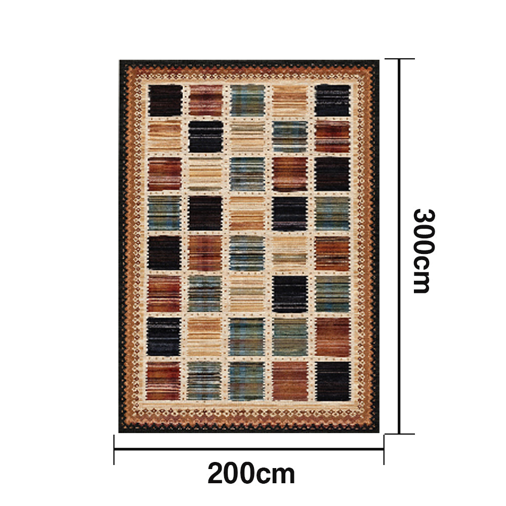 LIVARA 160/200cm Gabbeh Checkered Loop-Pile Rug - Non-Slip Eco Cotton-Latex Backing - Waterproof Soft & Durable Stain-Resistant