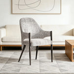 LIVARA Armchair - Curved Silhouette, High-Resilience Foam, Black Titanium Stainless Steel Frame, Comfortable Seat - Grey