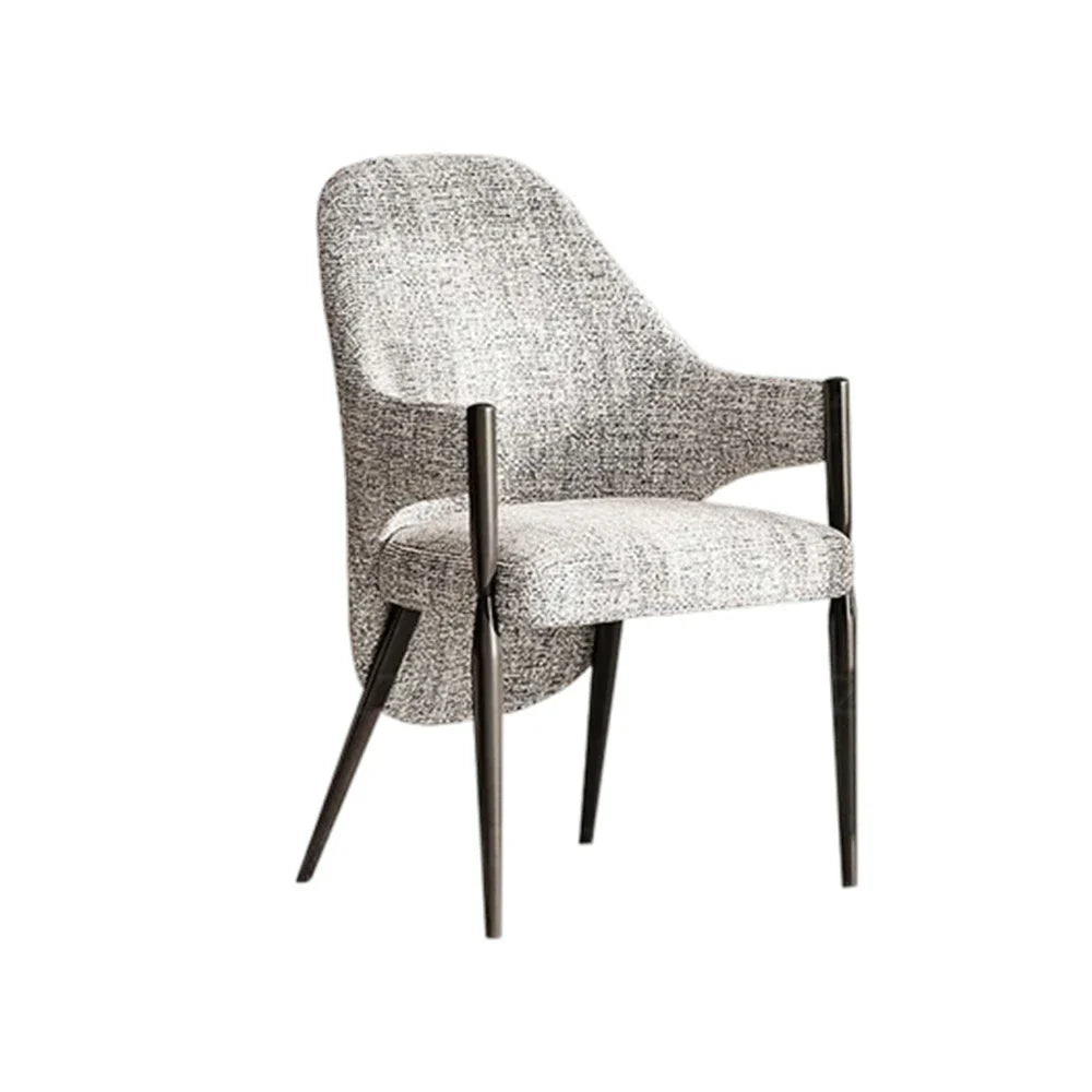 LIVARA Armchair - Curved Silhouette, High-Resilience Foam, Black Titanium Stainless Steel Frame, Comfortable Seat - Grey