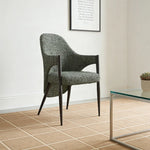 LIVARA Armchair - Curved Silhouette, High-Resilience Foam, Black Titanium Stainless Steel Frame, Comfortable Seat - Green