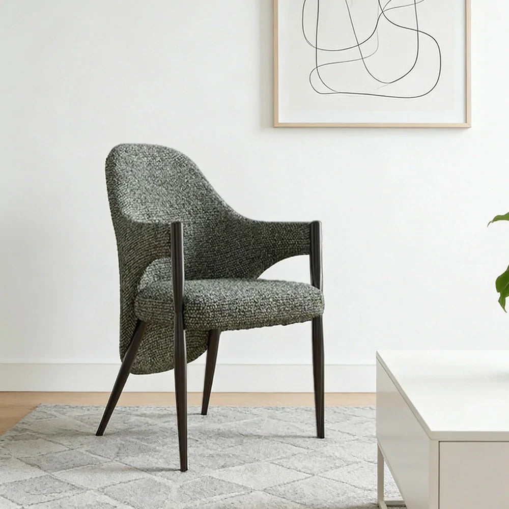 LIVARA Armchair - Curved Silhouette, High-Resilience Foam, Black Titanium Stainless Steel Frame, Comfortable Seat - Green