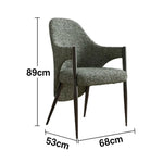 LIVARA Armchair - Curved Silhouette, High-Resilience Foam, Black Titanium Stainless Steel Frame, Comfortable Seat - Green