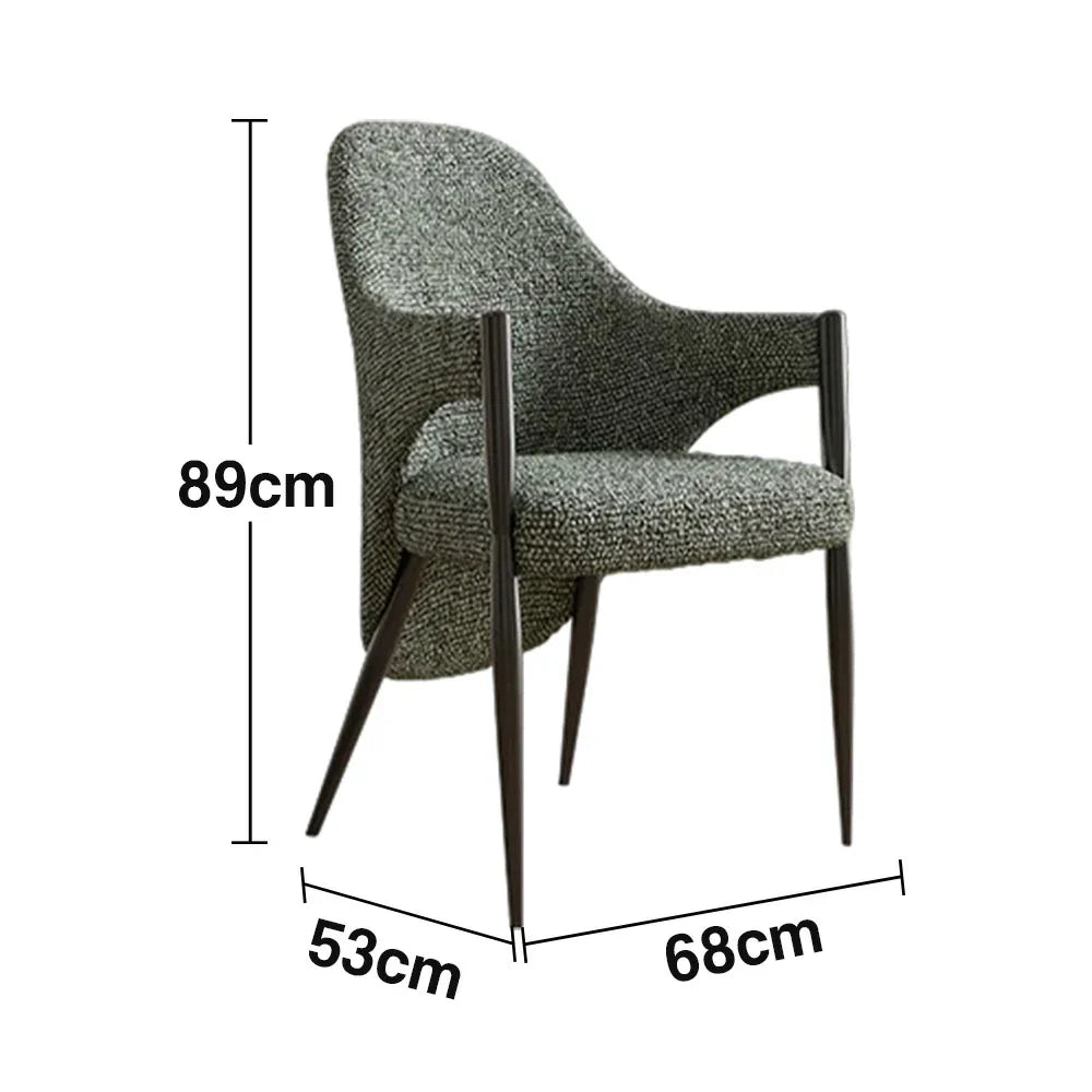 LIVARA Armchair - Curved Silhouette, High-Resilience Foam, Black Titanium Stainless Steel Frame, Comfortable Seat - Green