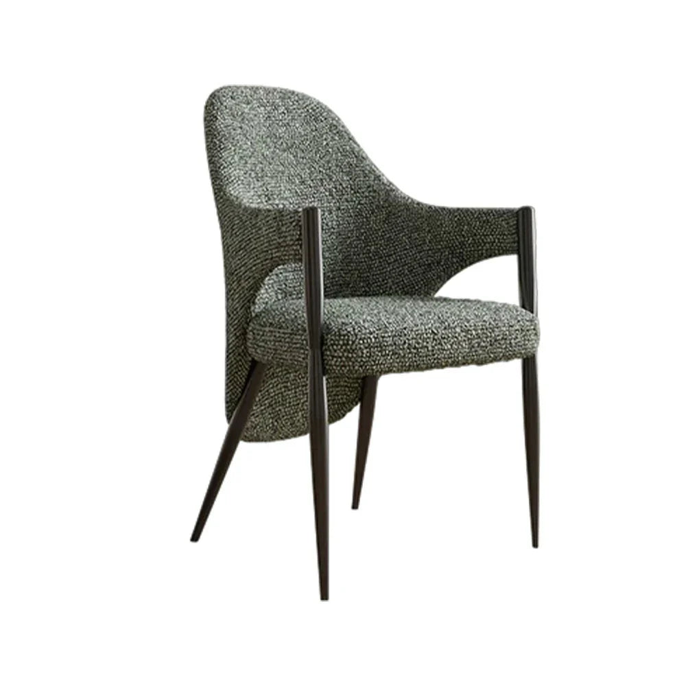 LIVARA Armchair - Curved Silhouette, High-Resilience Foam, Black Titanium Stainless Steel Frame, Comfortable Seat - Green