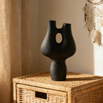 LIVARA Ceramic Decorative Ornament Artistic Display Double-Hole Branch Form Matte Ceramic Handcrafted Stone-Texture Design