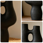 LIVARA Ceramic Decorative Ornament Artistic Display Double-Hole Branch Form Matte Ceramic Handcrafted Stone-Texture Design