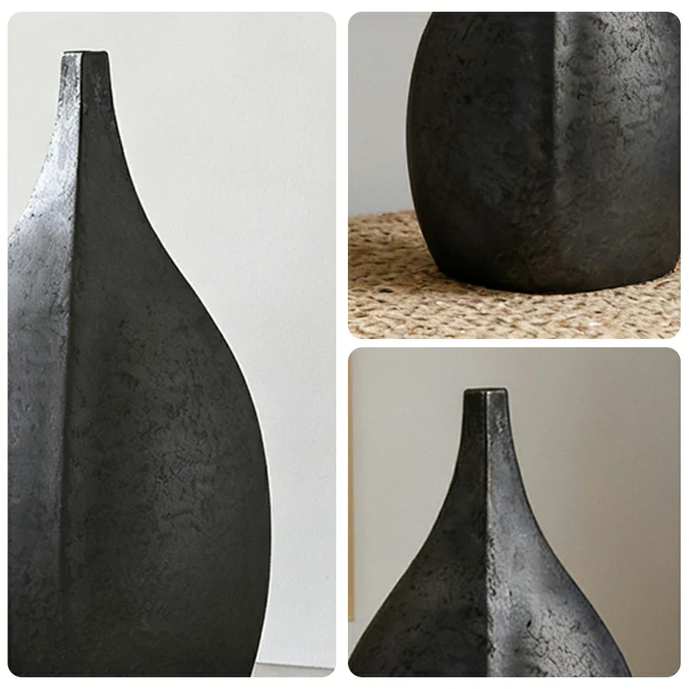 LIVARA Ceramic Decorative Ornament Artistic Display Small-Neck Bottle Form Matte Ceramic Handcrafted Stone-Texture Design