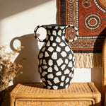 LIVARA Ceramic Decorative Ornament Artistic Display Double-Handle Polka Dot Vase Matte Ceramic Handcrafted Stone-Texture Design