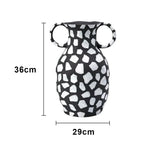 LIVARA Ceramic Decorative Ornament Artistic Display Double-Handle Polka Dot Vase Matte Ceramic Handcrafted Stone-Texture Design