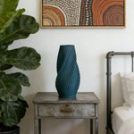 LIVARA Ceramic Decorative Ornament Artistic Display Large Blue Vase Matte Ceramic Handcrafted Stone-Texture Design