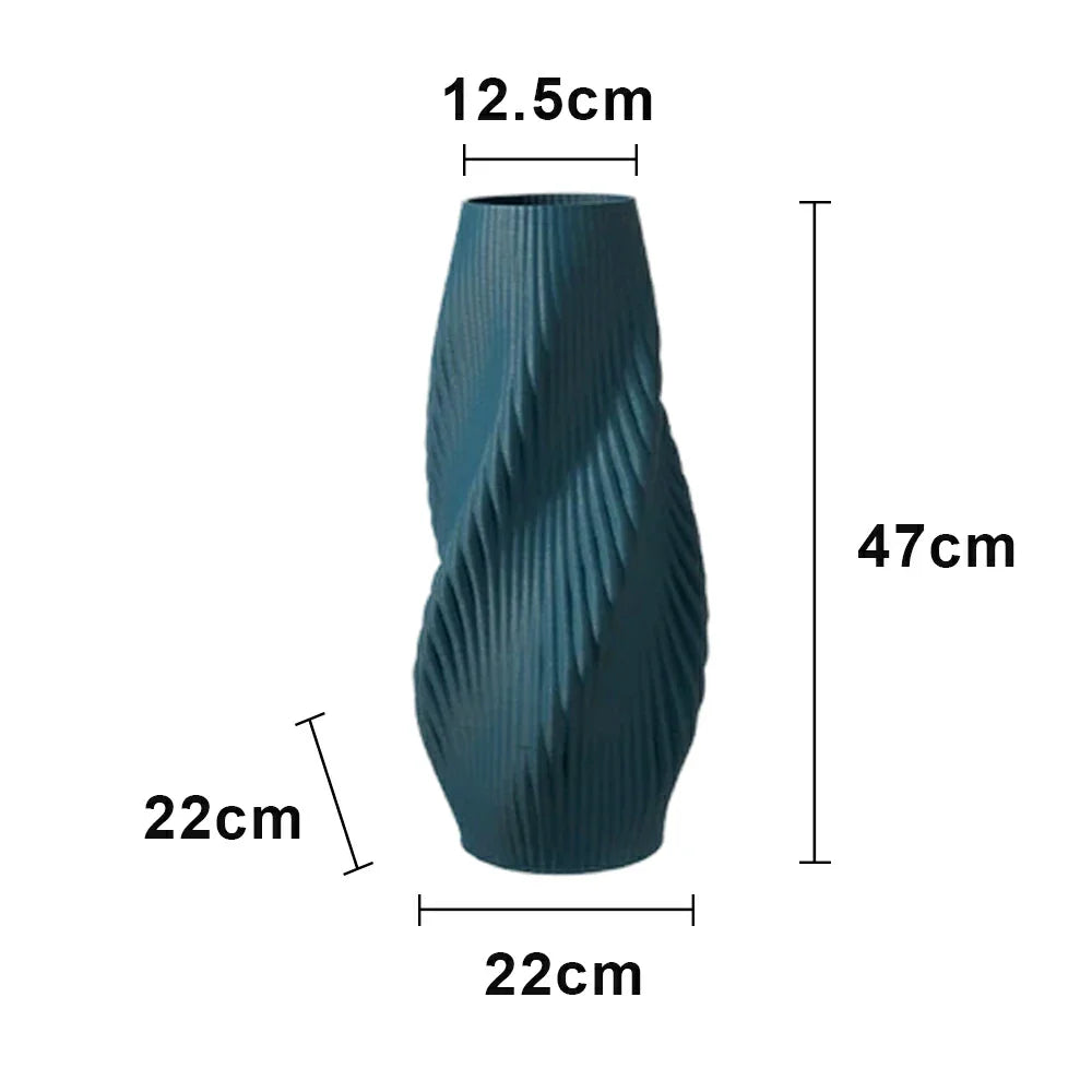 LIVARA Ceramic Decorative Ornament Artistic Display Large Blue Vase Matte Ceramic Handcrafted Stone-Texture Design
