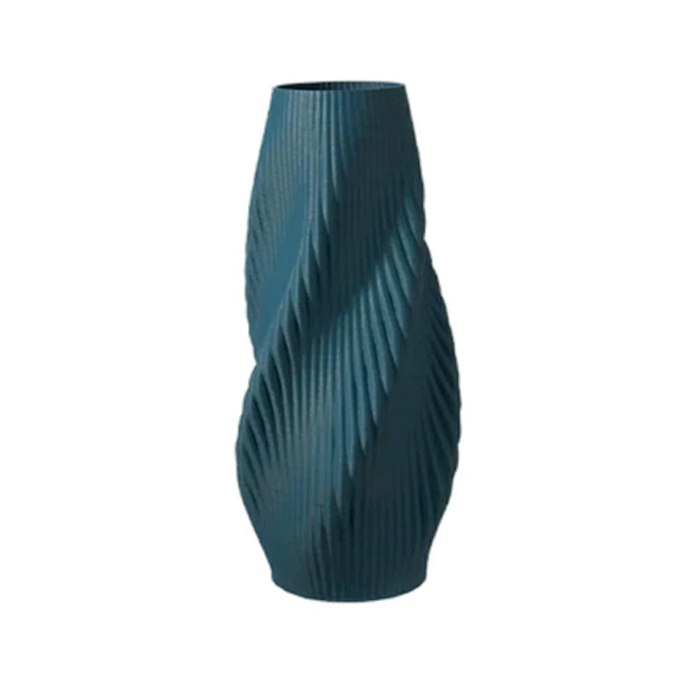 LIVARA Ceramic Decorative Ornament Artistic Display Large Blue Vase Matte Ceramic Handcrafted Stone-Texture Design