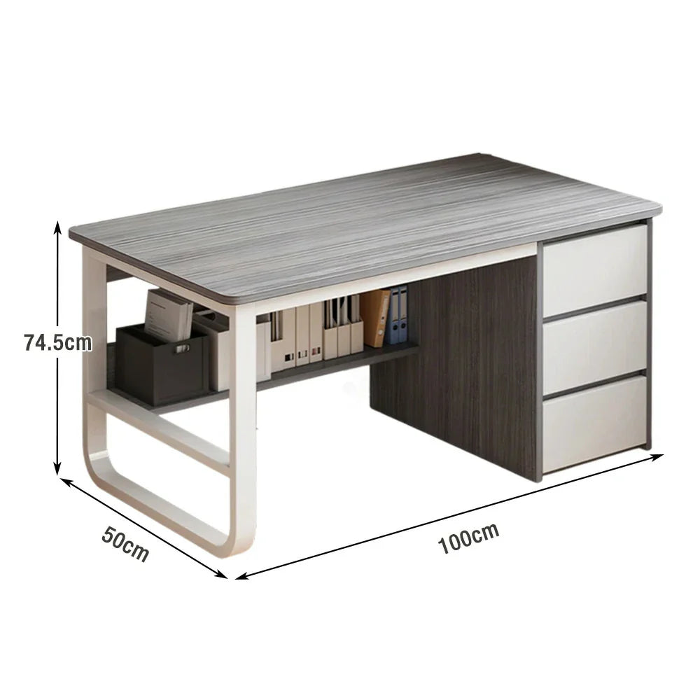 LIVARA Office Design, Panels, Space-Saving Thickened - Stable Edge U-Legs, 100/120/140cm Rounded Desk Grey