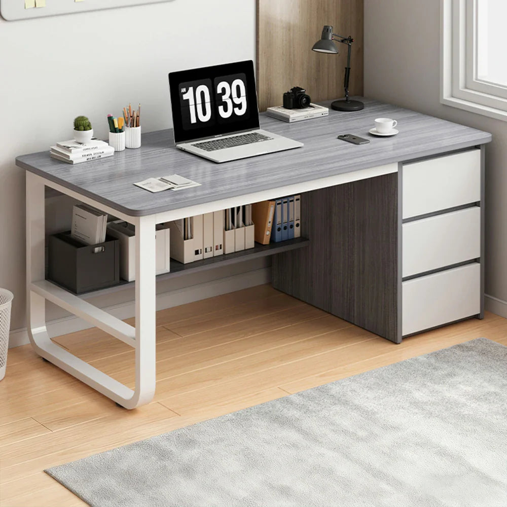 LIVARA Office Design, Panels, Space-Saving Thickened - Stable Edge U-Legs, 100/120/140cm Rounded Desk Grey
