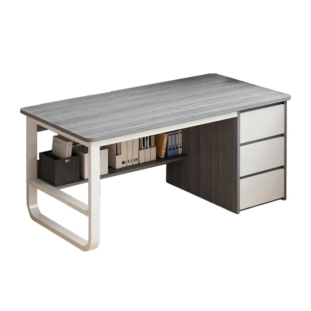 LIVARA Office Design, Panels, Space-Saving Thickened - Stable Edge U-Legs, 100/120/140cm Rounded Desk Grey