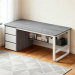 LIVARA Office Design, Panels, Space-Saving Thickened - Stable Edge U-Legs, 100/120/140cm Rounded Desk Grey