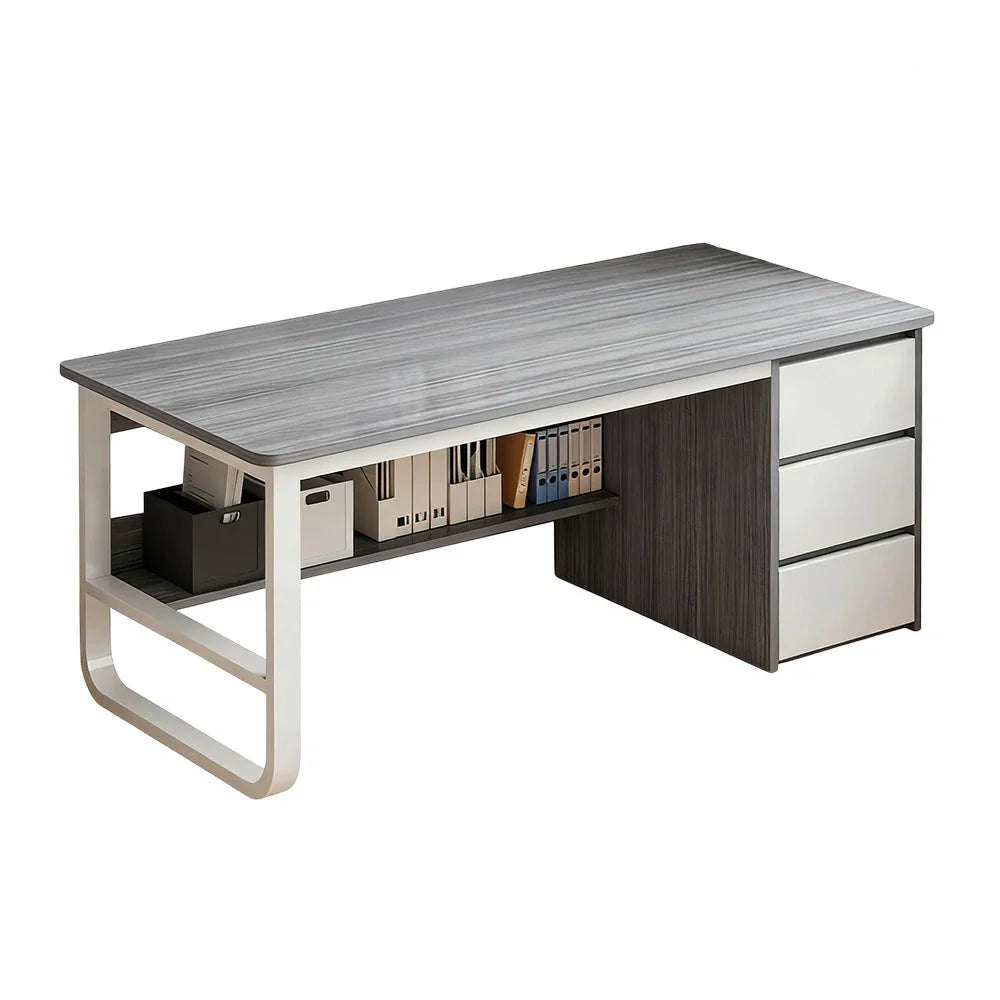 LIVARA Office Design, Panels, Space-Saving Thickened - Stable Edge U-Legs, 100/120/140cm Rounded Desk Grey