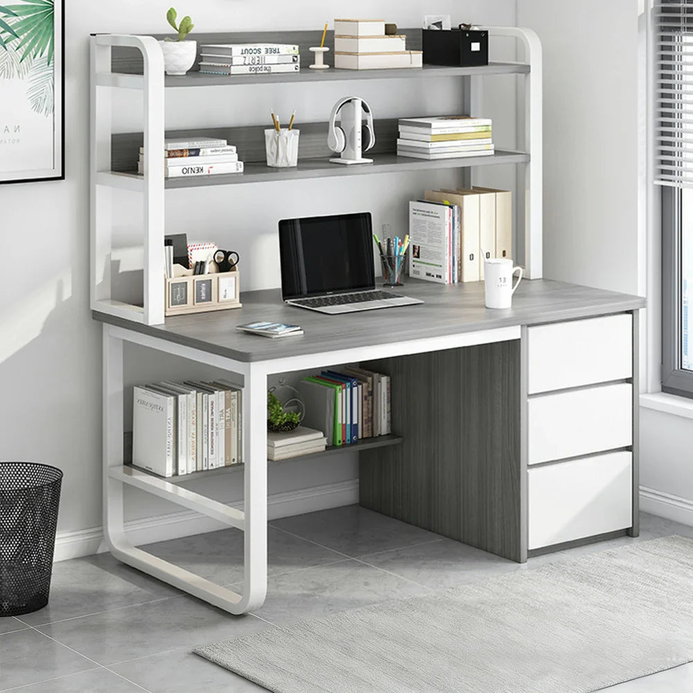LIVARA Bookshelf Frame 2-in-1 100/120cm Desk Panels, Design, Space-Saving Thickened - Steel Computer Grey