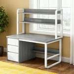 LIVARA Bookshelf Frame 2-in-1 100/120cm Desk Panels, Design, Space-Saving Thickened - Steel Computer Grey