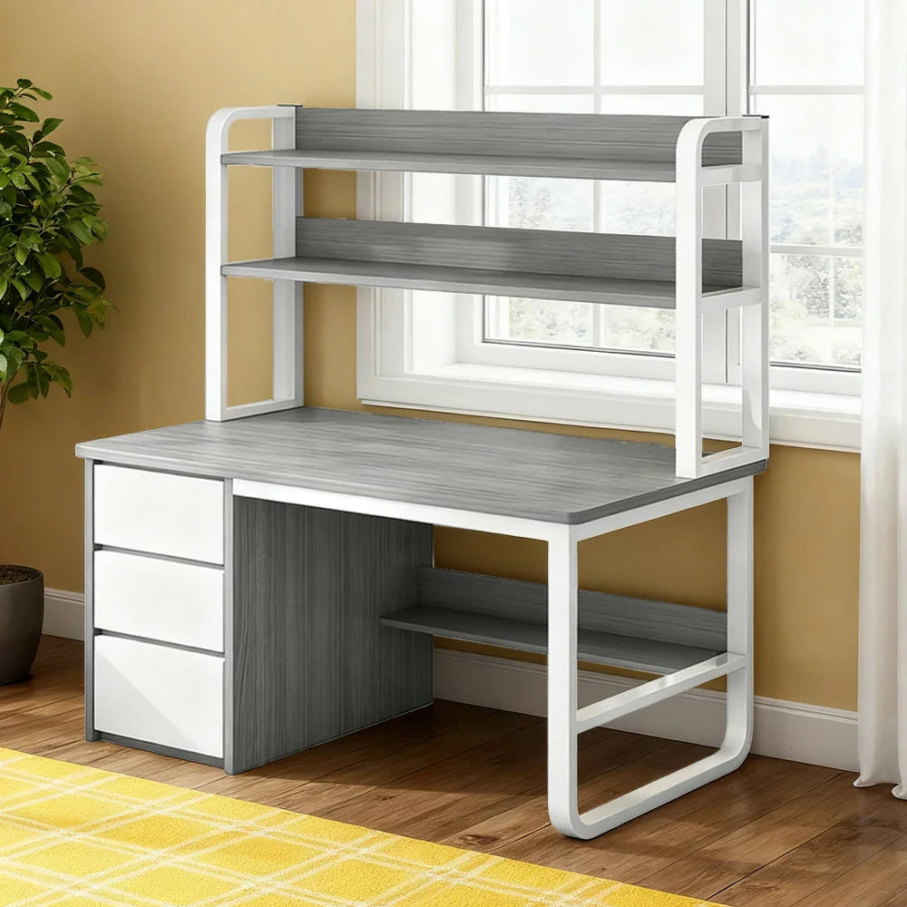 LIVARA Bookshelf Frame 2-in-1 100/120cm Desk Panels, Design, Space-Saving Thickened - Steel Computer Grey