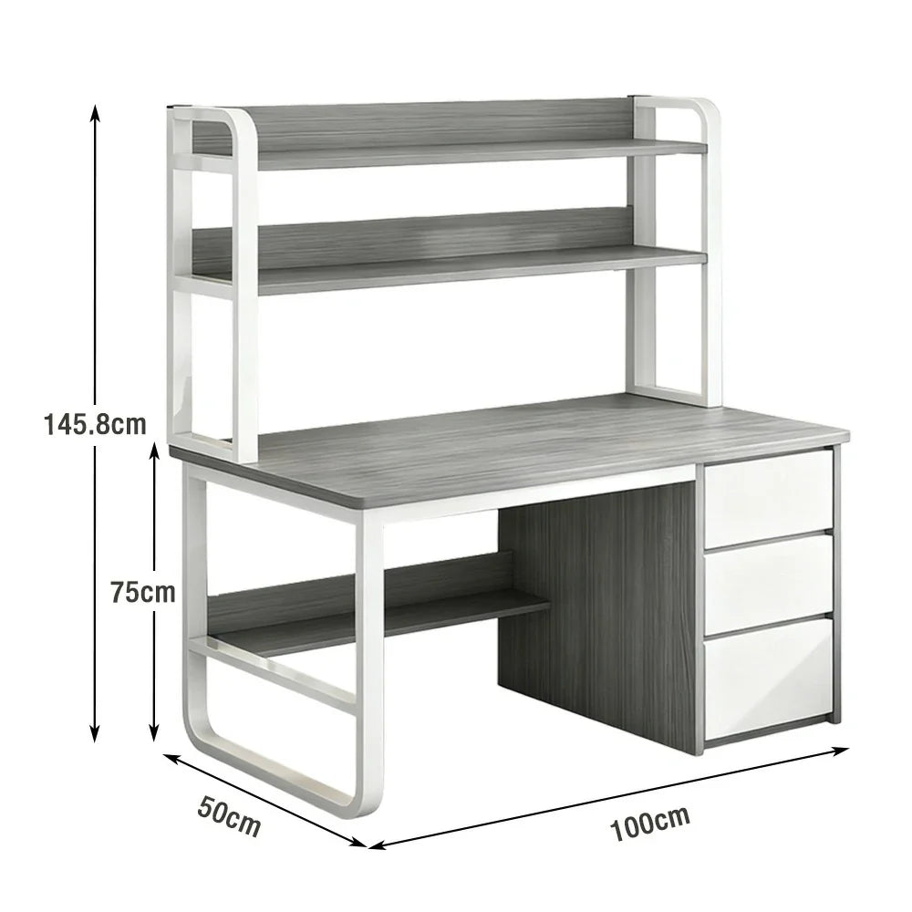 LIVARA Bookshelf Frame 2-in-1 100/120cm Desk Panels, Design, Space-Saving Thickened - Steel Computer Grey