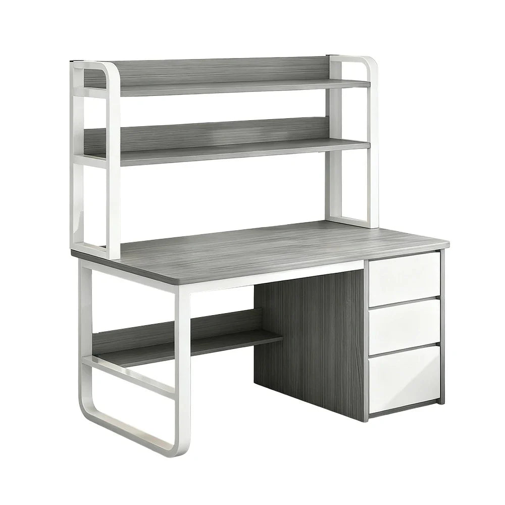 LIVARA Bookshelf Frame 2-in-1 100/120cm Desk Panels, Design, Space-Saving Thickened - Steel Computer Grey