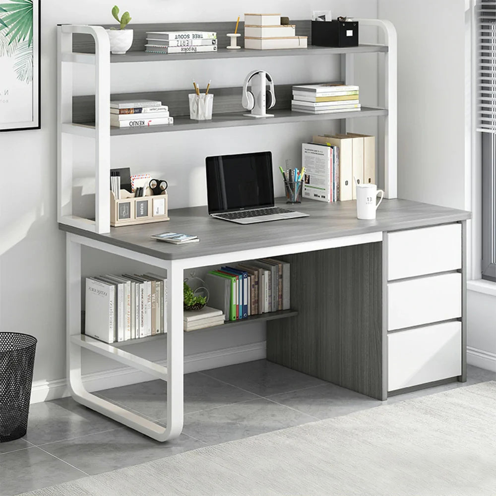 LIVARA Bookshelf Frame 2-in-1 100/120cm Desk Panels, Design, Space-Saving Thickened - Steel Computer Grey
